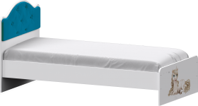 Кровать Каспер с мягкой спинкой и фотопечатью (800х1900)  Белый/Бирюза в Бородино - borodino.katalogmebeli.com | фото