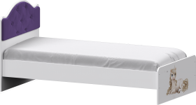 Кровать Каспер с мягкой спинкой и фотопечатью (800х1900)Белый/Фиолетовый в Бородино - borodino.katalogmebeli.com | фото 1