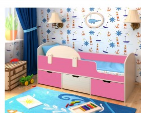 Кровать Малыш-мини Дуб молочный/Розовый в Бородино - borodino.katalogmebeli.com | фото 1