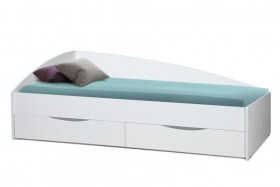 Кровать одинарная "Фея - 3" (асимметричная) (2000х900) New/(белый / белый / ДВПО белый) в Бородино - borodino.katalogmebeli.com | фото