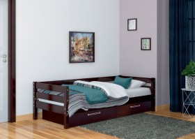 Кровать одинарная ГЛОРИЯ из массива сосны  900*2000 (Орех Тёмный) в Бородино - borodino.katalogmebeli.com | фото
