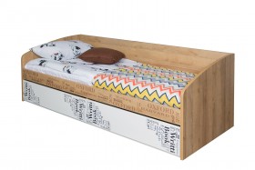 Кровать с 2 ящиками «Оксфорд» (Ривьера/Белый с рисунком) в Бородино - borodino.katalogmebeli.com | фото 3
