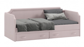 Кровать с мягкой обивкой и ящиками «Кантри» Тип 1 (900) (Велюр пудровый) в Бородино - borodino.katalogmebeli.com | фото
