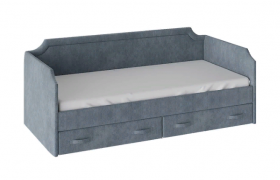 Кровать с мягкой обивкой и ящиками «Кантри» Тип 1 (900) (Замша синяя) в Бородино - borodino.katalogmebeli.com | фото