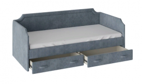 Кровать с мягкой обивкой и ящиками «Кантри» Тип 1 (900) (Замша синяя) в Бородино - borodino.katalogmebeli.com | фото 2