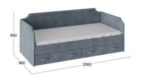 Кровать с мягкой обивкой и ящиками «Кантри» Тип 1 (900) (Замша синяя) в Бородино - borodino.katalogmebeli.com | фото 3