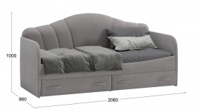Кровать с мягкой спинкой и ящиками «Сабрина» 900 Светло-серый в Бородино - borodino.katalogmebeli.com | фото 3