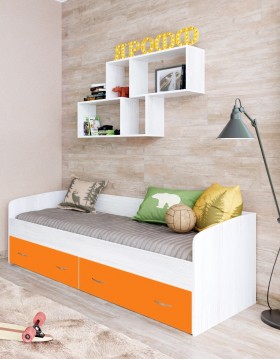 Кровать с выкатными ящиками Винтерберг/Оранжевый в Бородино - borodino.katalogmebeli.com | фото