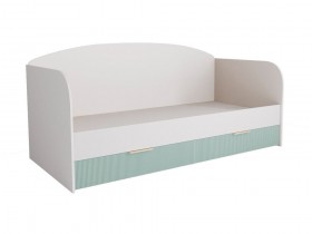 Кровать с ящиками ДКД 2000.1 Лавис (Белый софт/Зеленый софт/корпус Белый) в Бородино - borodino.katalogmebeli.com | фото