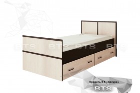 Кровать Сакура с настилом и ящиками 0,9 (Венге/Лоредо) в Бородино - borodino.katalogmebeli.com | фото
