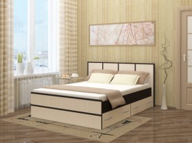 Кровать Сакура с ящиками 1,6 (Венге/Дуб беленый) в Бородино - borodino.katalogmebeli.com | фото