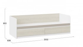 Кровать «Сканди» с 2 ящиками Дуб Гарден/Белый/Глиняный серый в Бородино - borodino.katalogmebeli.com | фото 3