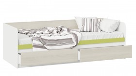Кровать «Сканди» с 2 ящиками Дуб Гарден/Белый/Зеленый в Бородино - borodino.katalogmebeli.com | фото 2