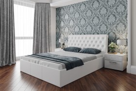 Кровать «Скарлет» с мягким изголовьем (1800) (Белая) в Бородино - borodino.katalogmebeli.com | фото 2