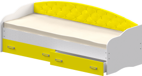 Кровать Софа-7 с мягкой спинкой (800х1900) Белый/Желтый в Бородино - borodino.katalogmebeli.com | фото 1
