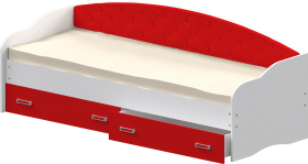 Кровать Софа-7 с мягкой спинкой (800х1900) Белый/Красный в Бородино - borodino.katalogmebeli.com | фото