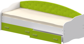 Кровать Софа-7 с мягкой спинкой (800х1900) Белый/Лайм в Бородино - borodino.katalogmebeli.com | фото