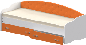 Кровать Софа-7 с мягкой спинкой (800х1900) Белый/Оранжевый в Бородино - borodino.katalogmebeli.com | фото 1