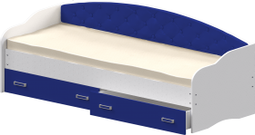 Кровать Софа-7 с мягкой спинкой (800х1900) Белый/Синий в Бородино - borodino.katalogmebeli.com | фото