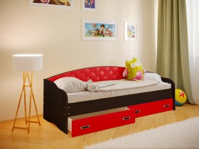 Кровать Софа-7 с мягкой спинкой (800х1900) Венге/Красный в Бородино - borodino.katalogmebeli.com | фото