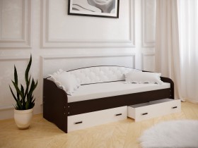 Кровать Софа-7 с мягкой спинкой (800х2000) Венге/ Белый в Бородино - borodino.katalogmebeli.com | фото 1
