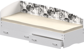 Кровать Софа-9 с мягкой спинкой с рисунком Милана (900х1900) Белый в Бородино - borodino.katalogmebeli.com | фото
