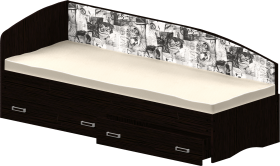 Кровать Софа-9 с мягкой спинкой с рисунком Милана (900х1900) Венге в Бородино - borodino.katalogmebeli.com | фото