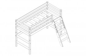 Кровать Соня вариант 6 полувысокая с наклонной лестницей Белый полупрозрачный в Бородино - borodino.katalogmebeli.com | фото 3