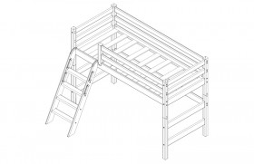 Кровать Соня вариант 6 полувысокая с наклонной лестницей Белый полупрозрачный в Бородино - borodino.katalogmebeli.com | фото 4