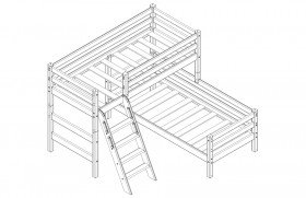 Кровать Соня вариант 8 угловая с наклонной лестницей Белый полупрозрачный в Бородино - borodino.katalogmebeli.com | фото 3