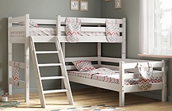 Кровать Соня вариант 8 угловая с наклонной лестницей Белый полупрозрачный в Бородино - borodino.katalogmebeli.com | фото 1