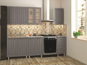 Кухонный гарнитур 1,8м Луксор высокие модули (Клен серый/корпус белый) в Бородино - borodino.katalogmebeli.com | фото
