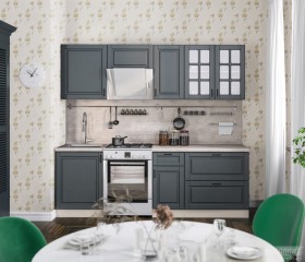Кухня Регина 24 2,4 м (Серый матовый/Белый) в Бородино - borodino.katalogmebeli.com | фото
