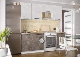 Кухонный гарнитур Нувель 2100мм белый/бетон коричневый в Бородино - borodino.katalogmebeli.com | фото 1