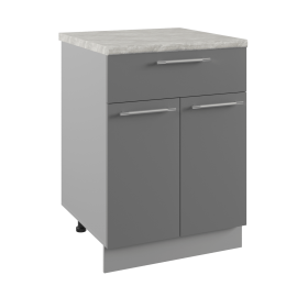 Квадро С1ЯШ 600 шкаф нижний с ящиком (Белый софт/корпус Серый) в Бородино - borodino.katalogmebeli.com | фото