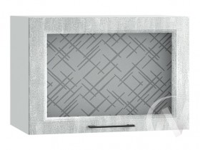 Либерти Шкаф верхний горизонтальный со стеклом ШВГС 609 (Холст грей/корпус белый) в Бородино - borodino.katalogmebeli.com | фото