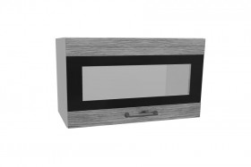 Лофт ПГСФ 600 шкаф верхний горизонтальный со стеклом и фотопечатью (Дуб майский/корпус Серый) в Бородино - borodino.katalogmebeli.com | фото
