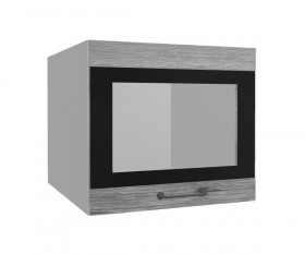 Лофт ВПГСФ 500 шкаф верхний горизонтальный со стеклом высокий с фотопечатью (Дуб майский/корпус Серый) в Бородино - borodino.katalogmebeli.com | фото