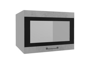 Лофт ВПГСФ 600 шкаф верхний горизонтальный со стеклом высокий с фотопечатью (Бетон светлый/корпус Серый) в Бородино - borodino.katalogmebeli.com | фото
