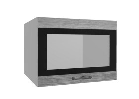 Лофт ВПГСФ 600 шкаф верхний горизонтальный со стеклом высокий с фотопечатью (Дуб майский/корпус Серый) в Бородино - borodino.katalogmebeli.com | фото