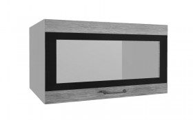 Лофт ВПГСФ 800 шкаф верхний горизонтальный со стеклом высокий с фотопечатью (Дуб майский/корпус Серый) в Бородино - borodino.katalogmebeli.com | фото