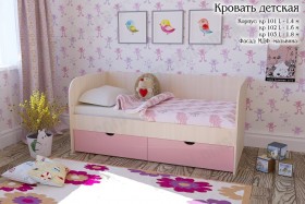 Мальвина Кровать детская 2 ящика 1.6 Розовыйй глянец в Бородино - borodino.katalogmebeli.com | фото