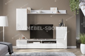 Мебель для гостиной МГС 4 (Белый/Белый глянец) в Бородино - borodino.katalogmebeli.com | фото