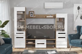 Мебель для гостиной МГС 6 (Исполнение 1/Дуб золотой/Белый глянец) в Бородино - borodino.katalogmebeli.com | фото 1