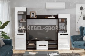 Мебель для гостиной МГС 6 (Исполнение 1/Венге/Белый глянец) в Бородино - borodino.katalogmebeli.com | фото