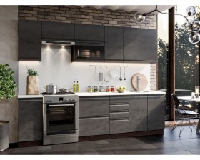 Модульная кухня Бруклин 2,8 м (Бетон черный/Венге) в Бородино - borodino.katalogmebeli.com | фото