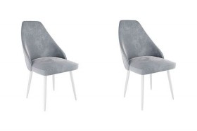 Набор стульев Милан 2 шт (серый велюр/белый) в Бородино - borodino.katalogmebeli.com | фото