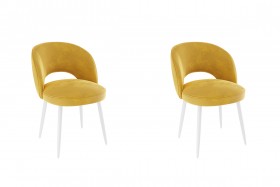 Набор стульев Моли 2 шт (жёлтый велюр/белый) в Бородино - borodino.katalogmebeli.com | фото