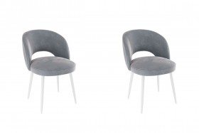 Набор стульев Моли 2 шт (серый велюр/белый) в Бородино - borodino.katalogmebeli.com | фото
