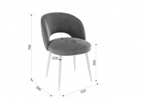 Набор стульев Моли 2 шт (серый велюр/белый) в Бородино - borodino.katalogmebeli.com | фото 2